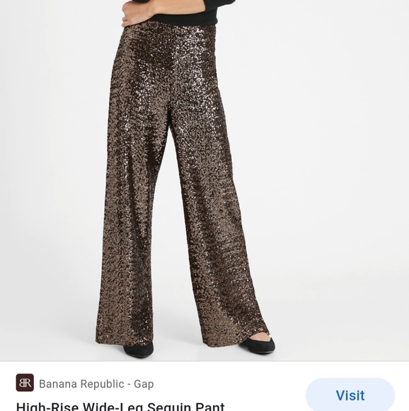 Gold Sequin Banana Republic Wide Leg 